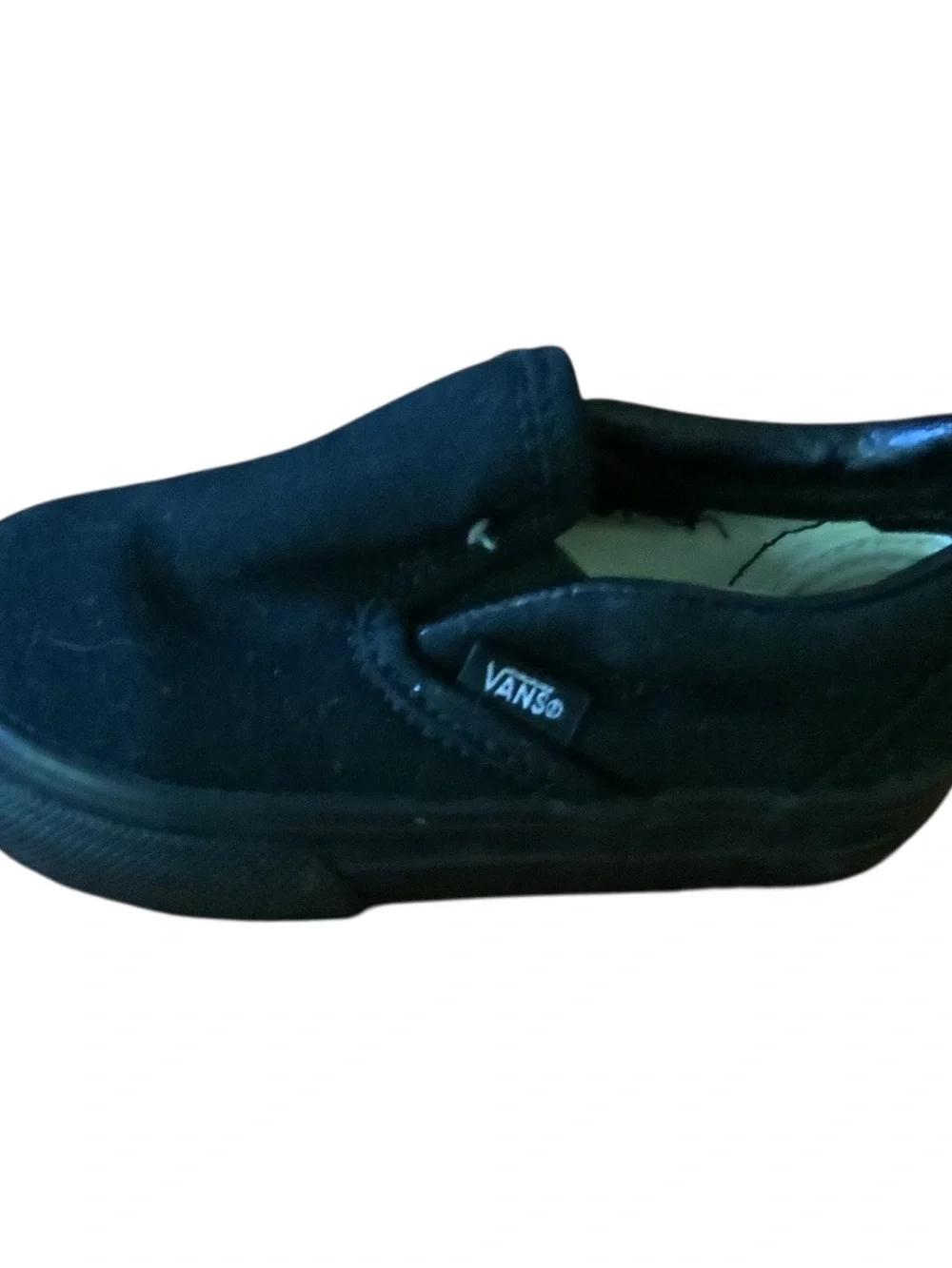 Vans Toddler Classic Slip-On Shoes – Black on Black – Size 4